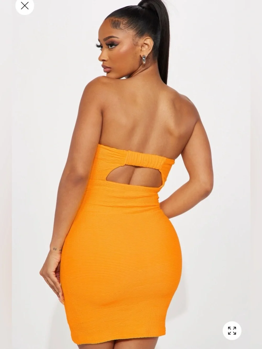 Fashion Nova “Having Fun” Textured Orange Mini Dress – Size L – NWOT - Picture 3 of 6